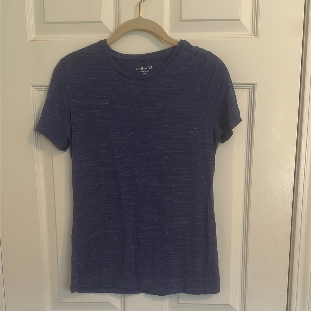 Nine West Blue Fitted Short Sleeve T-Shirt